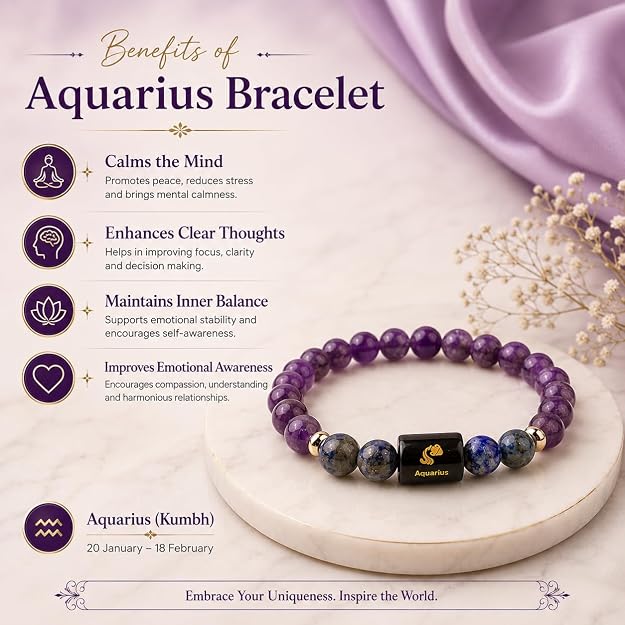 Aquarius Zodiac Bracelet – Independence, Innovation & Positive Energy