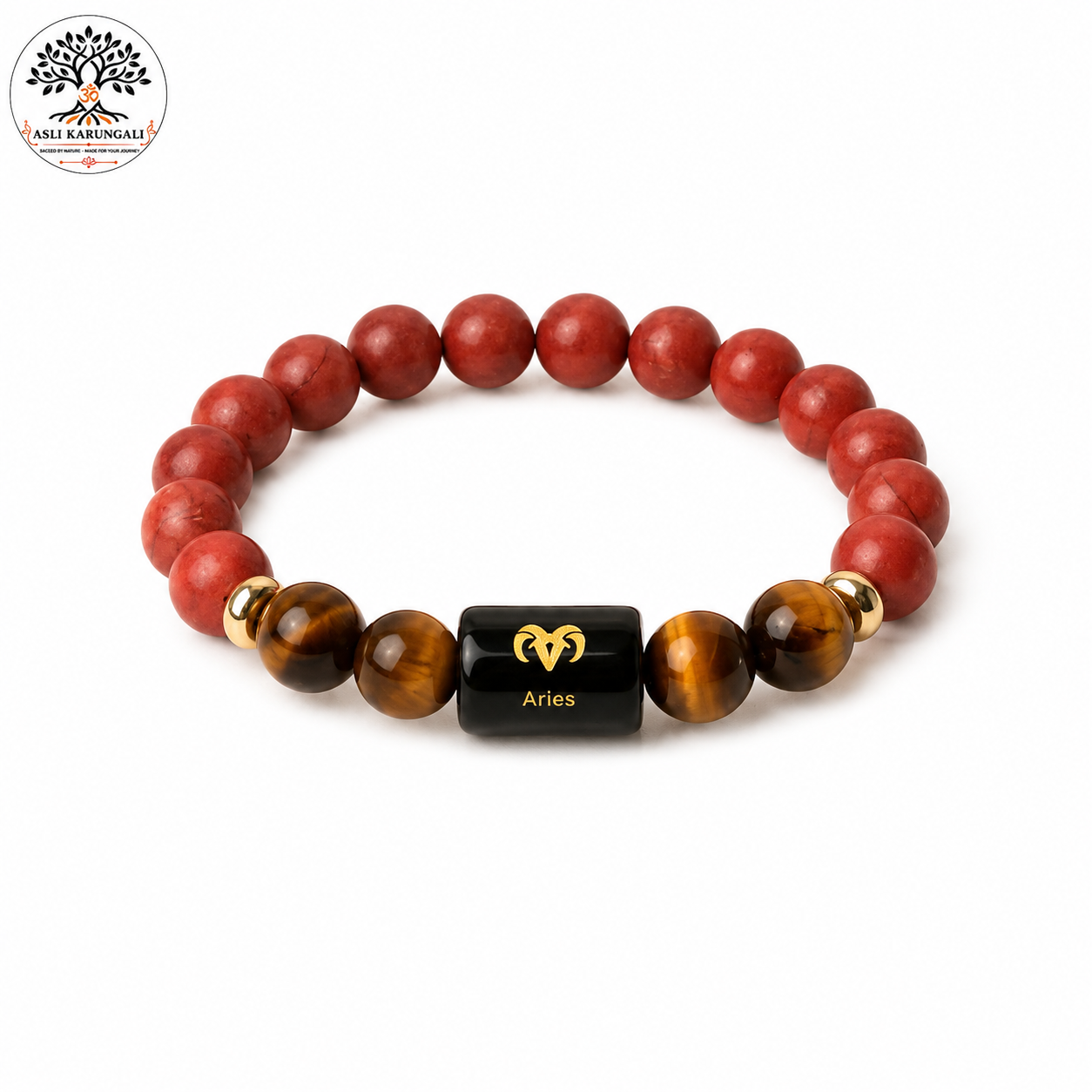 Aries (मेष राशि) Zodiac Red Jasper & Tiger Eye Bracelet