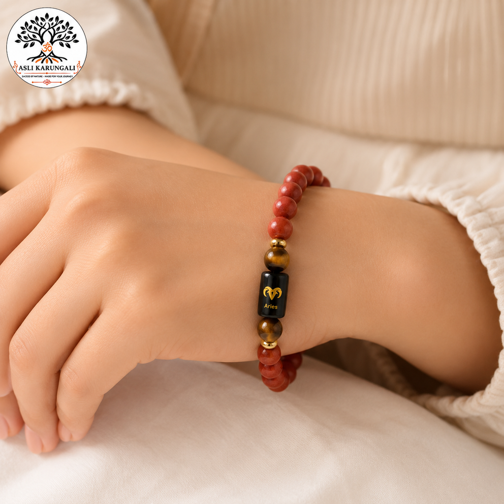 Aries (मेष राशि) Zodiac Red Jasper & Tiger Eye Bracelet