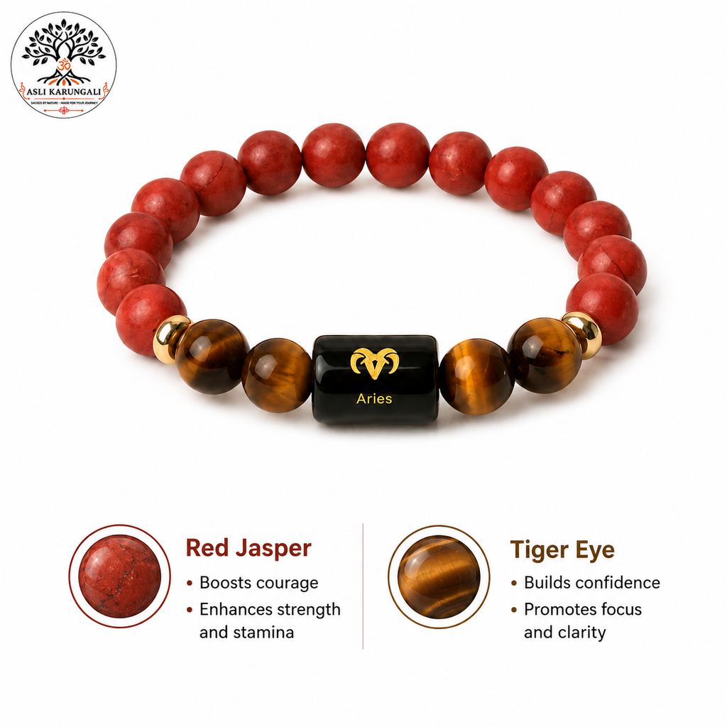 Aries (मेष राशि) Zodiac Red Jasper & Tiger Eye Bracelet