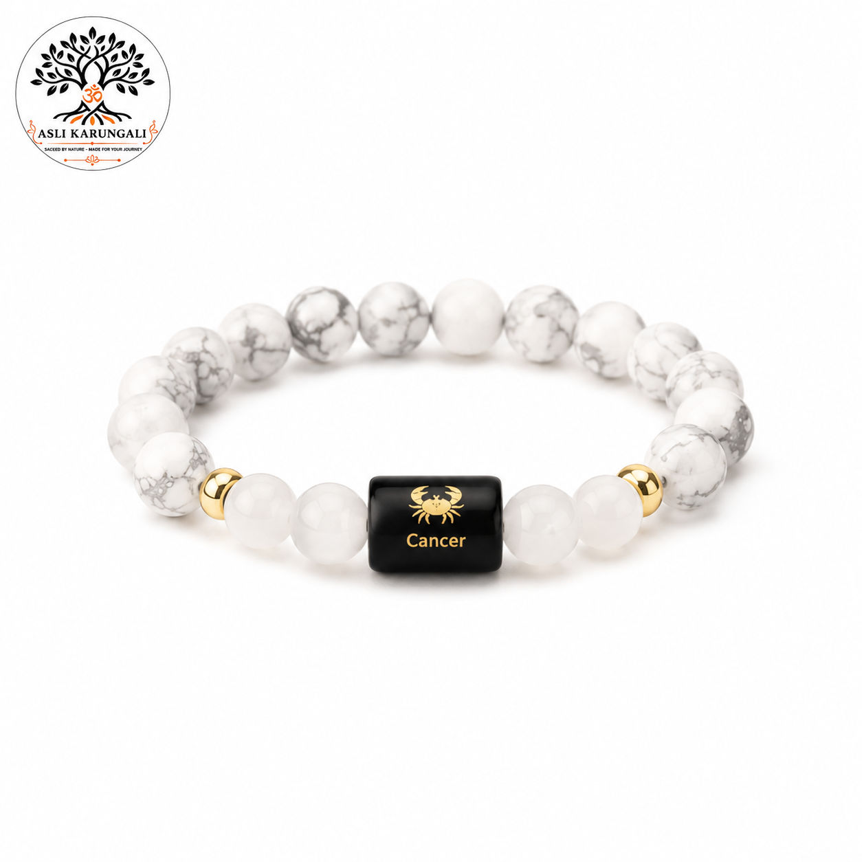 Cancer (कर्क राशि) Zodiac Howlite & Milky Quartz Bracelet