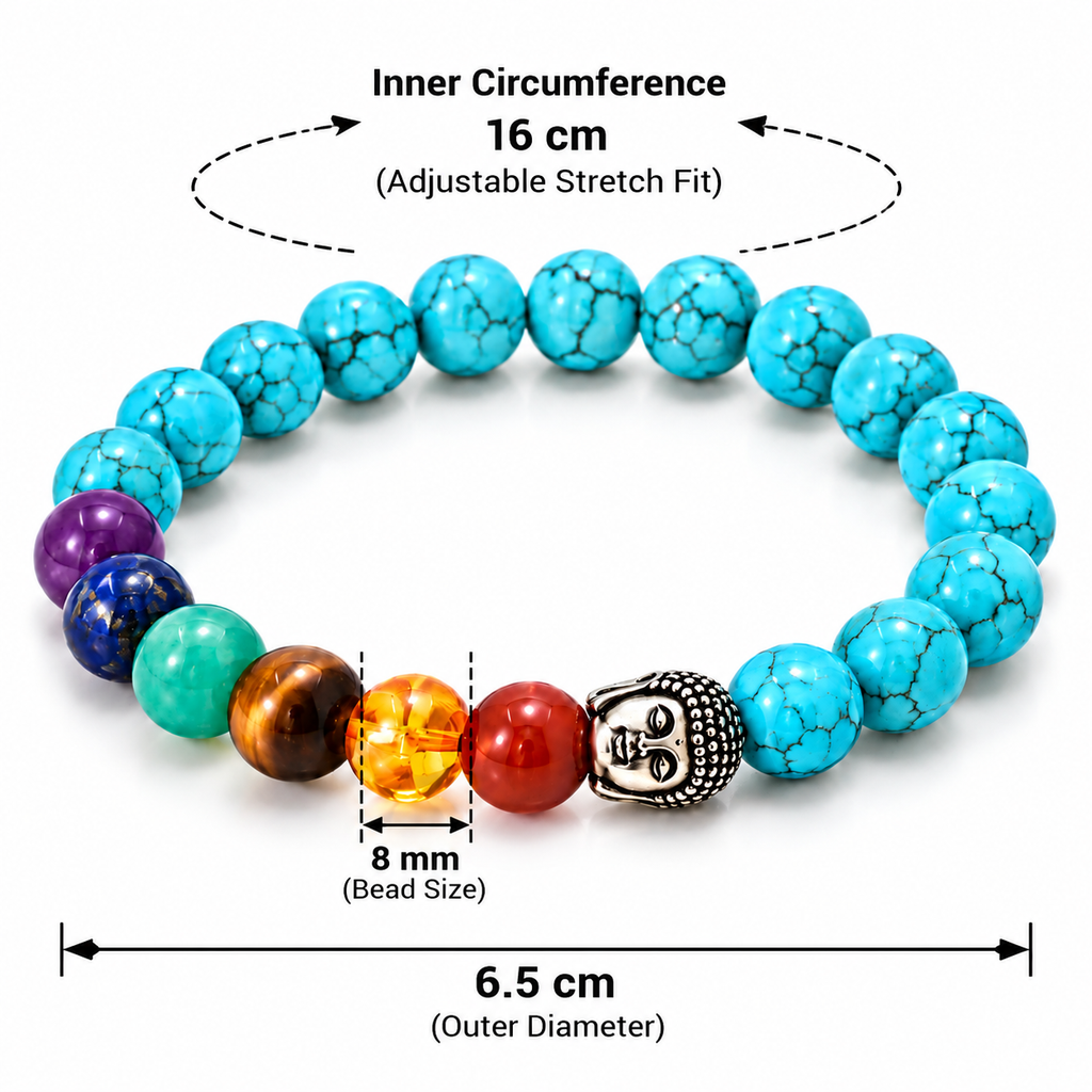 Turquoise 7 Chakra Beads Bracelet for Balance & Positive Energy