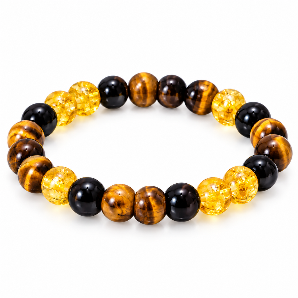 Tiger Eye & Citrine Beads Bracelet for Confidence & Prosperity