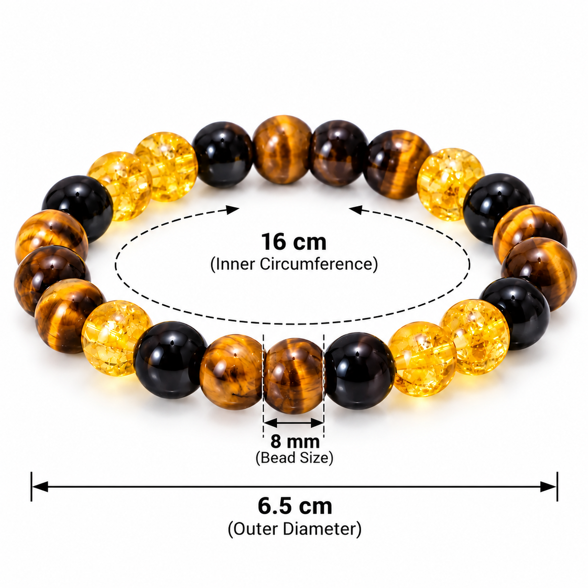 Tiger Eye & Citrine Beads Bracelet for Confidence & Prosperity