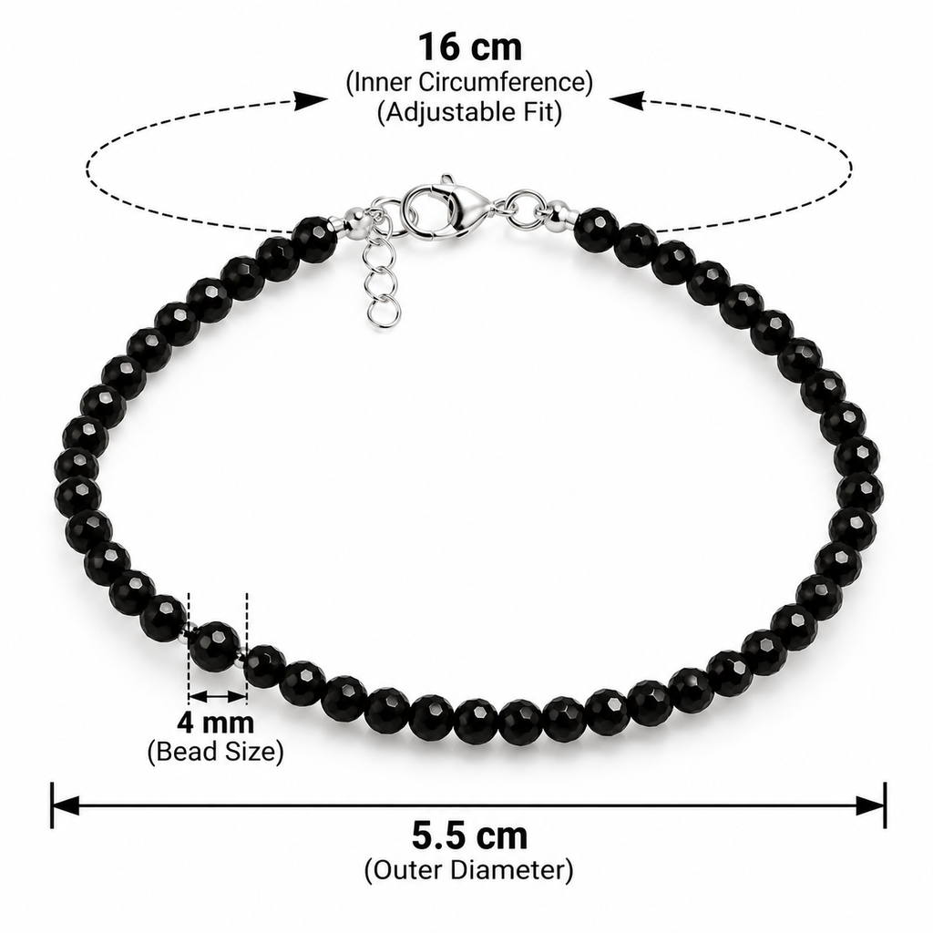Natural Black Onyx Faceted Beads Bracelet