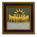 7 Horses on Pyrite & Selenite Dust Frame for Success & Prosperity