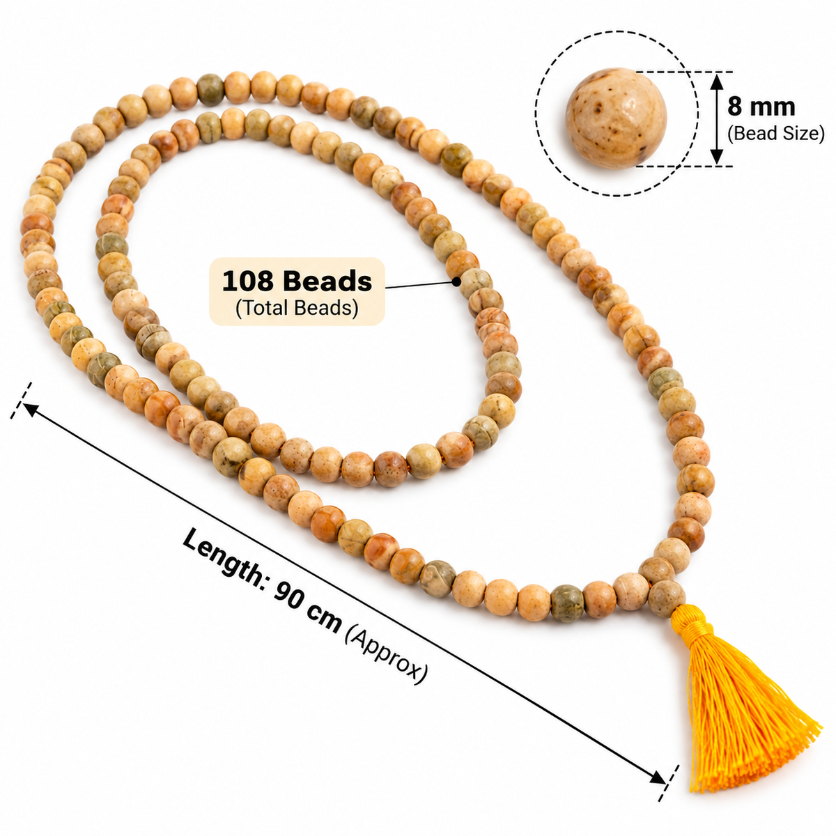 Original Kapoor Mala 108 Beads for Meditation & Spiritual Growth