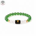 Gemini (मिथुन राशि) Zodiac Green Aventurine & Milky Quartz Bracelet