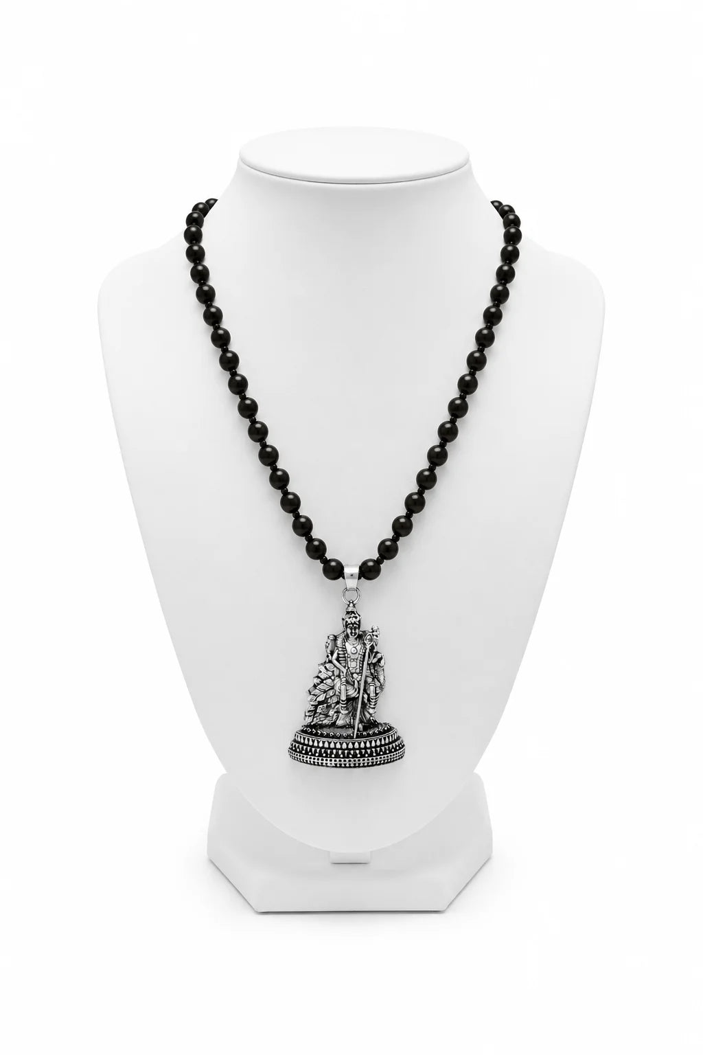 Karungali Malai with Lord Murugan with Base, Authentic Karungali (Ebony)