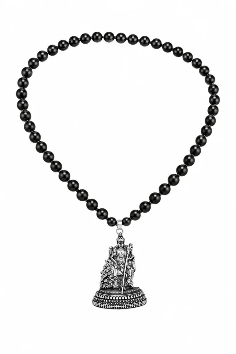 Karungali Malai with Lord Murugan with Base, Authentic Karungali (Ebony)