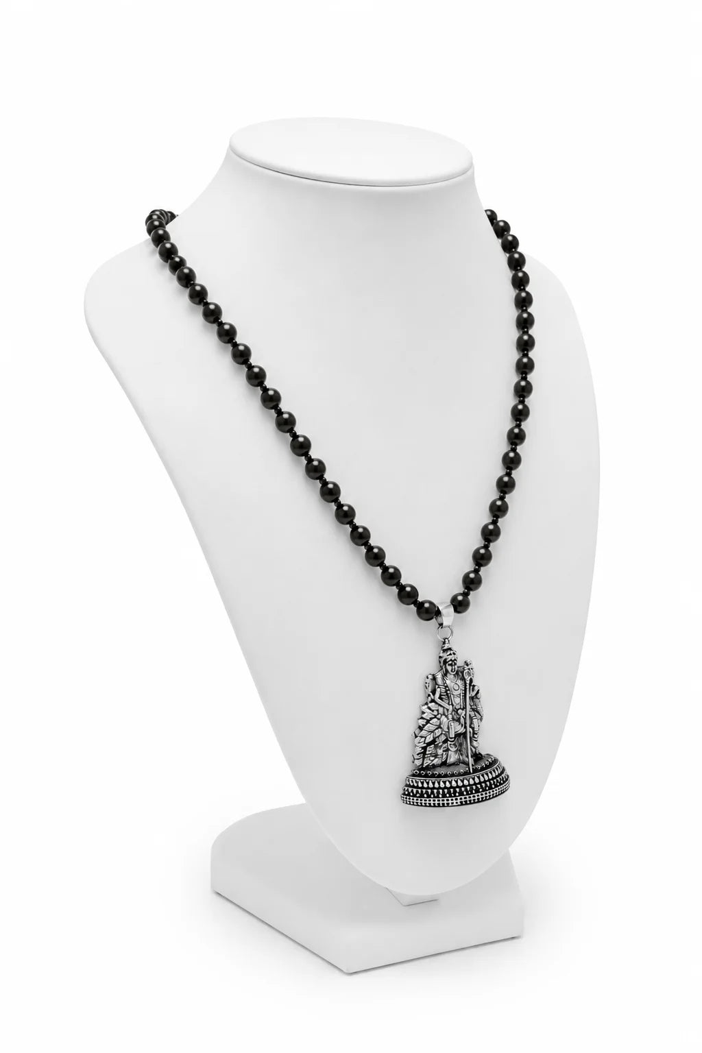 Karungali Malai with Lord Murugan with Base, Authentic Karungali (Ebony)