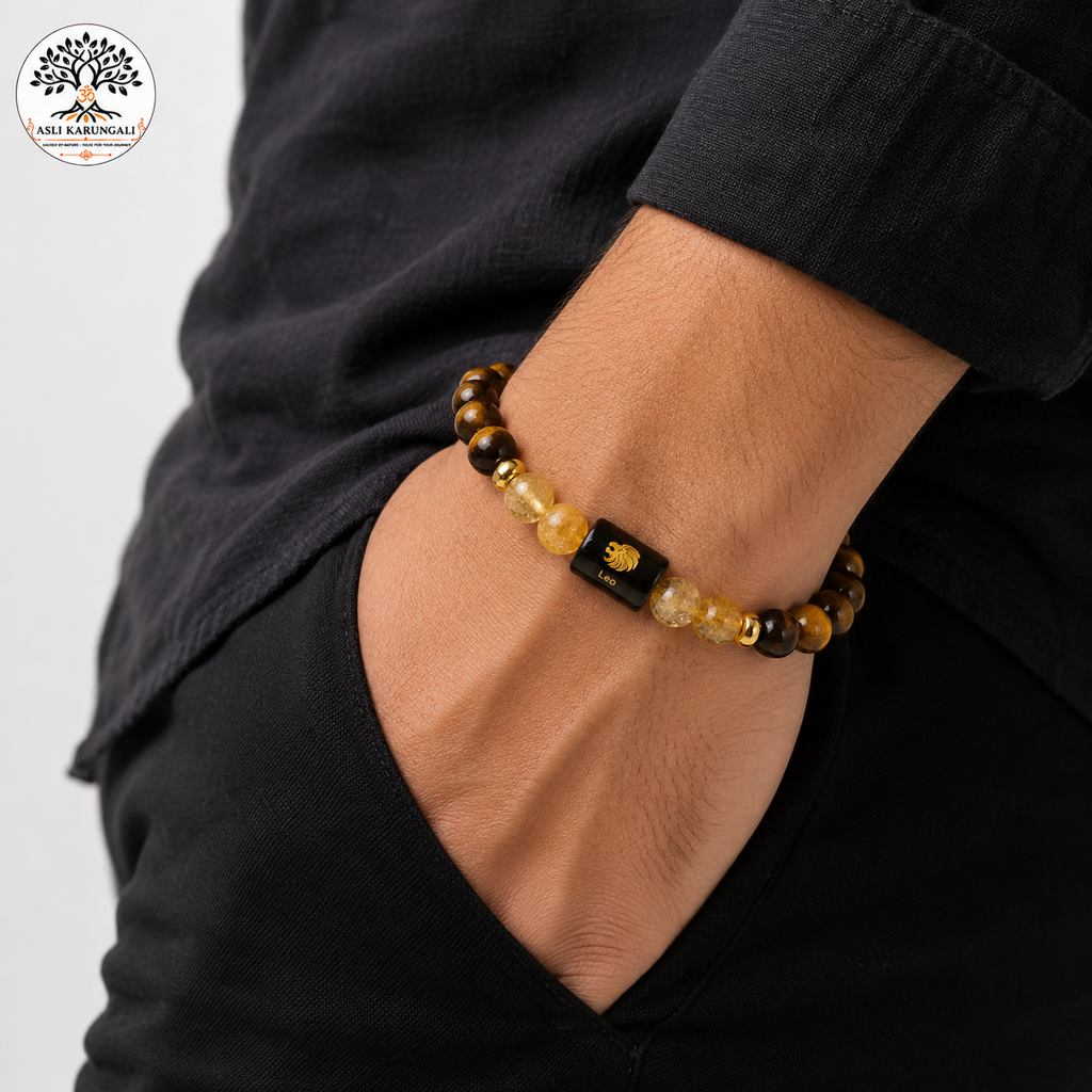 Leo (सिंह राशि) Zodiac Tiger Eye & Citrine Bracelet