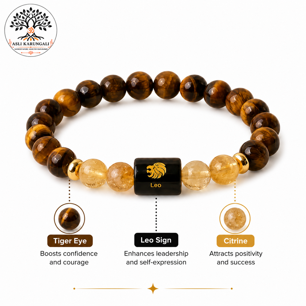 Leo (सिंह राशि) Zodiac Tiger Eye & Citrine Bracelet