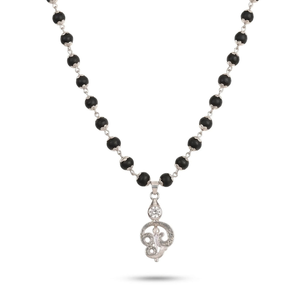Lord Murugan Vel Pendant | Silver Cap Karungali Mala