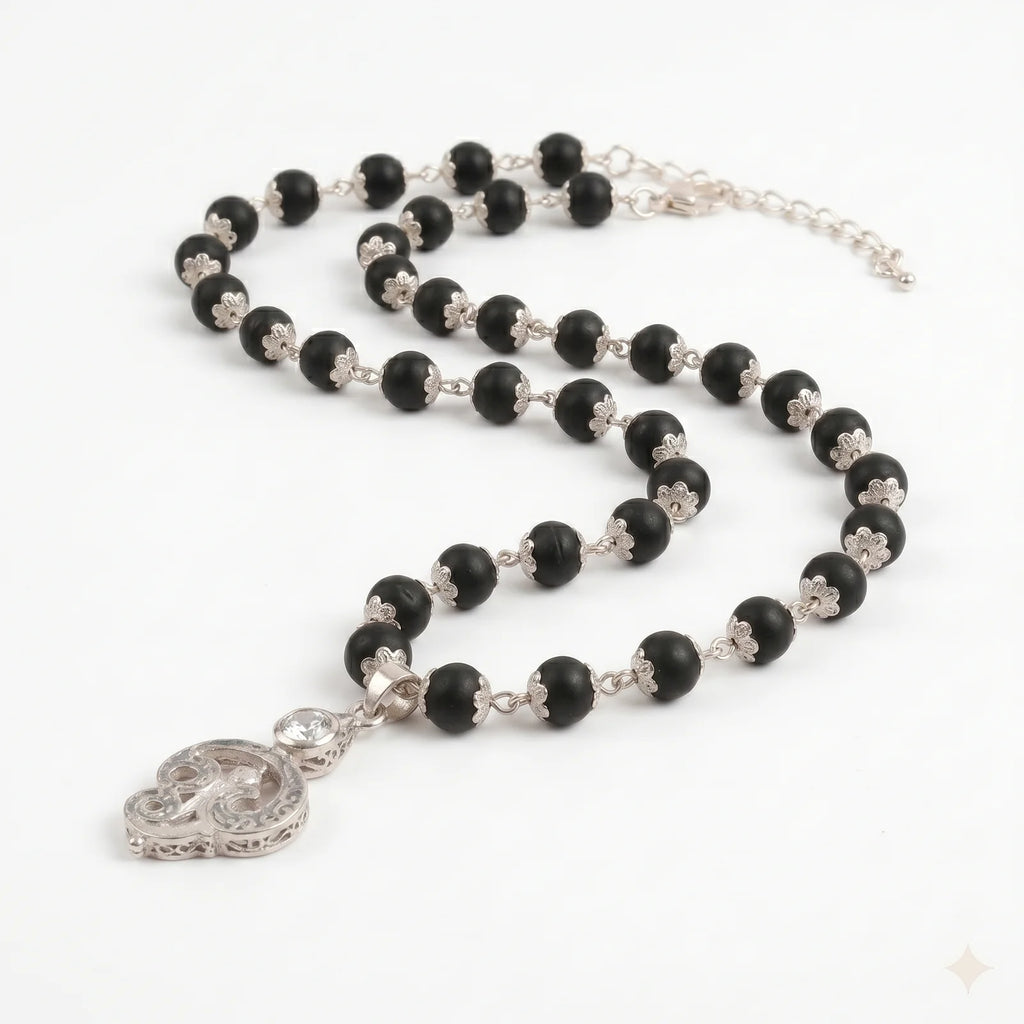 Lord Murugan Vel Pendant | Silver Cap Karungali Mala