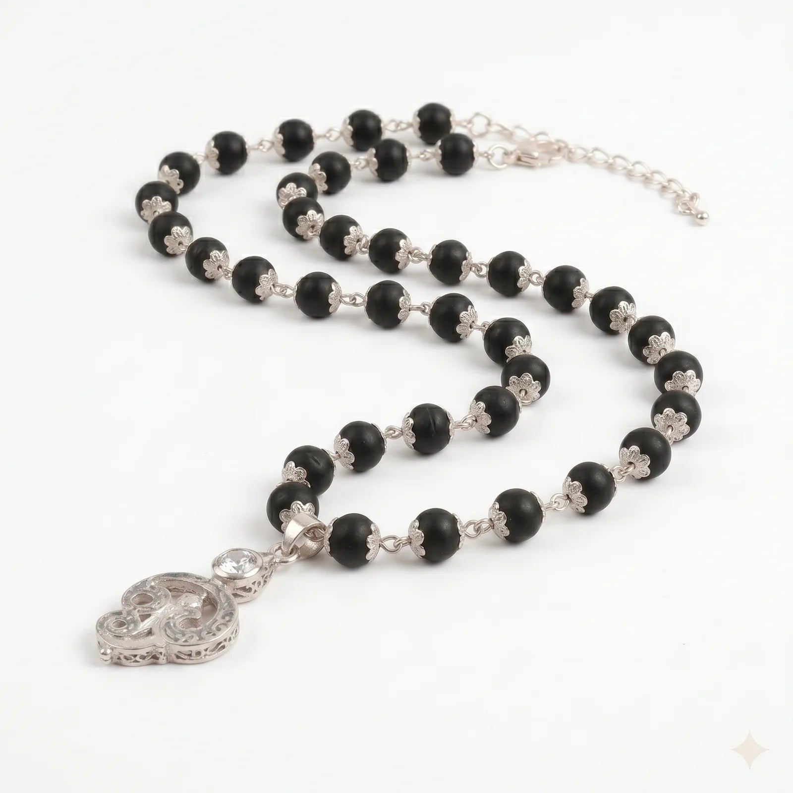 Lord Murugan Vel Pendant | Silver Cap Karungali Mala