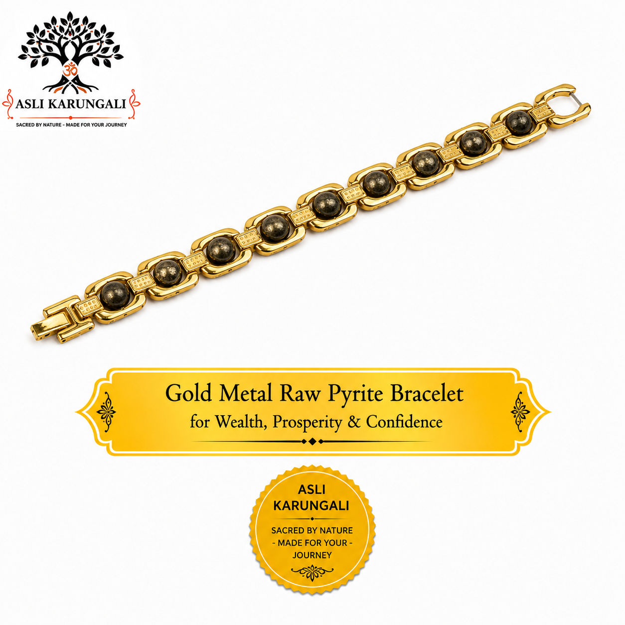 Metal Raw Pyrite Bracelet for Wealth, Prosperity & Success