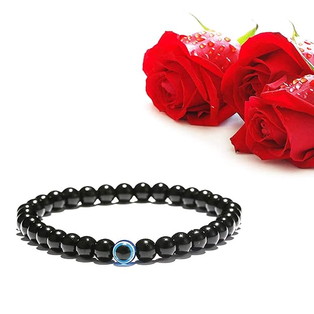 Natural Black Onyx Evil Eye Bracelet for Women & Men