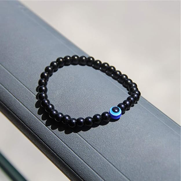 Natural Black Onyx Evil Eye Bracelet for Women & Men