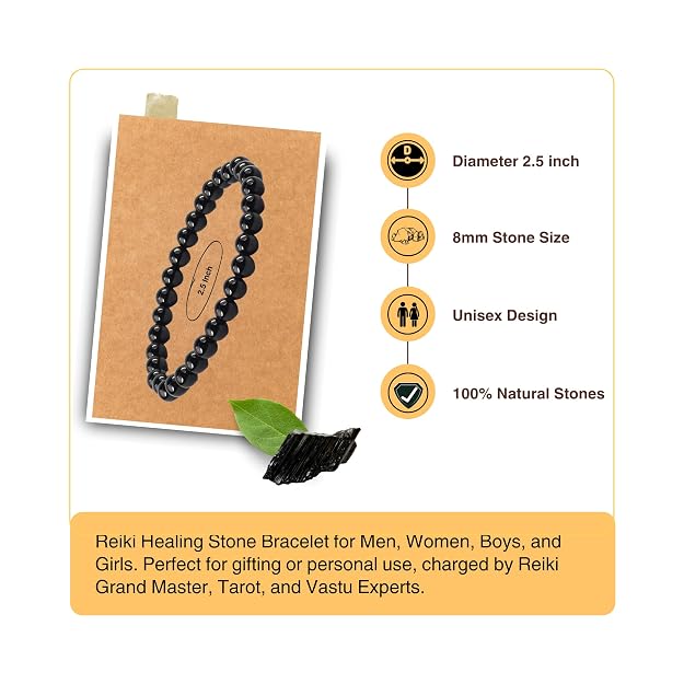 Natural Black Tourmaline Bracelet – Protection, Grounding