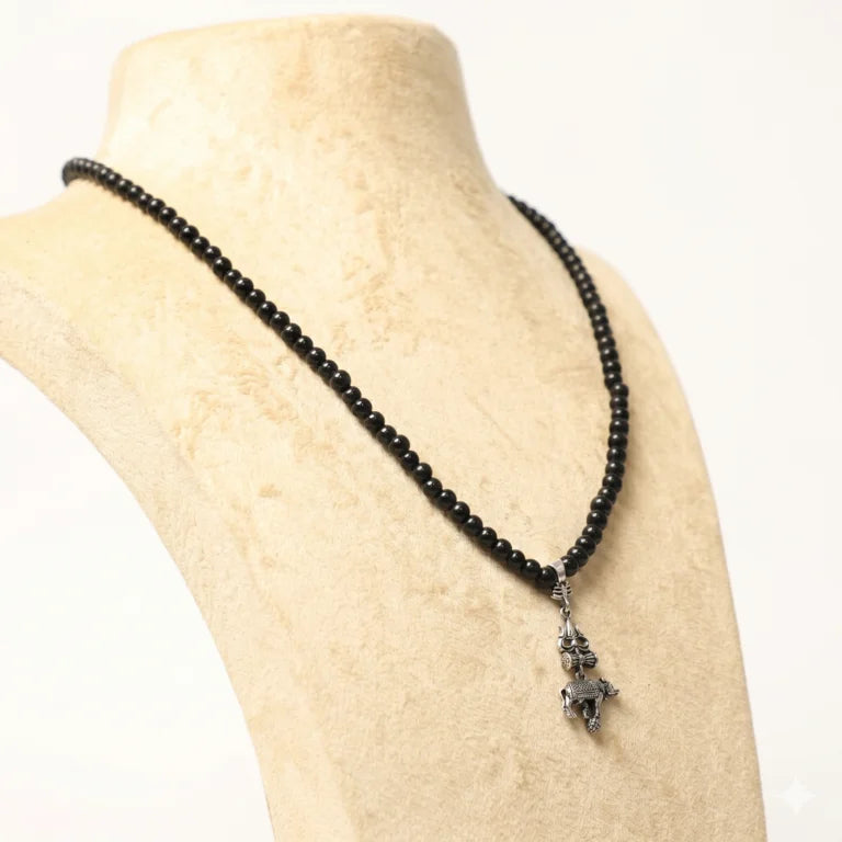 Original Karungali Malai with Shiv Trishul & Nandi Pendant