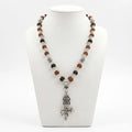 Rudraksha Karungali Malai in Silver-Cap with Shiv Trishul & Nandi Pendant