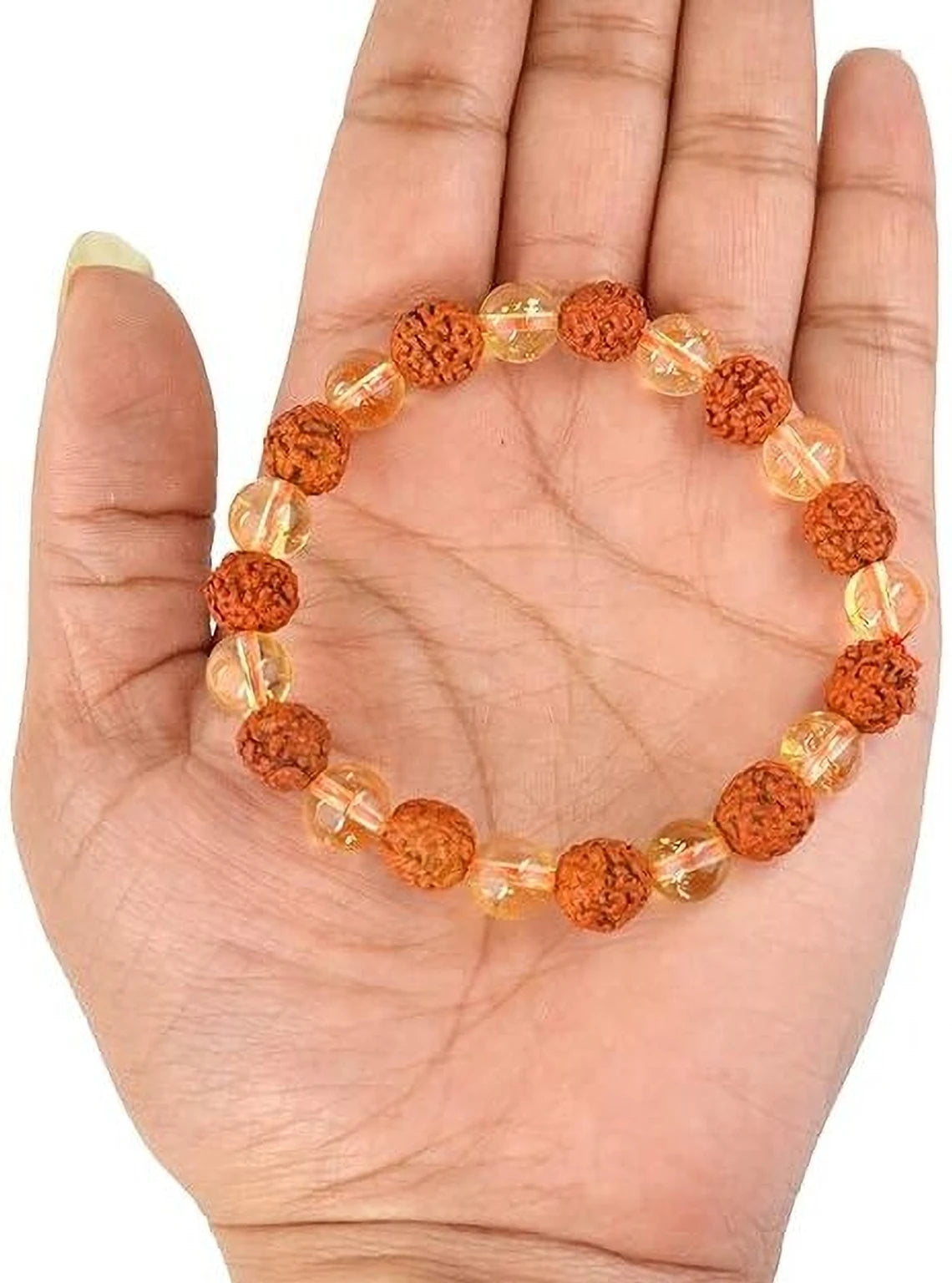 Crystal, Rudraksha & Citrine Charm Bracelet – Prosperity, Balance & Positive Energy