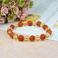 Crystal, Rudraksha & Citrine Charm Bracelet – Prosperity, Balance & Positive Energy