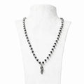 Silver Cap Karungali Mala with Vel Peacock Pendant
