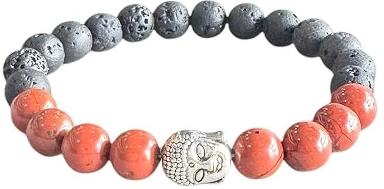 Stone, Lava Beads & Crystal Charm Bracelet – Grounding, Strength & Positive Energy