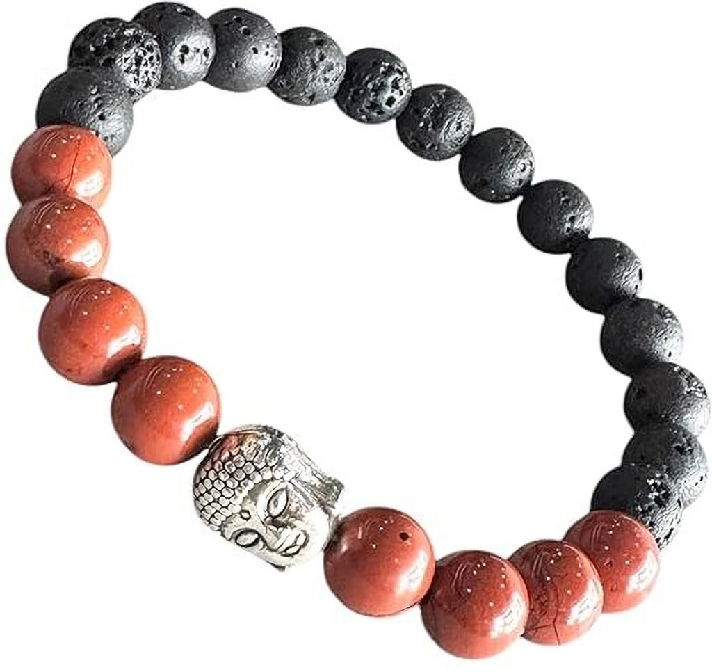 Stone, Lava Beads & Crystal Charm Bracelet – Grounding, Strength & Positive Energy