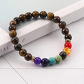 Tiger Eye & 7 Chakra Crystal Bracelet – Strength, Balance & Positive Energy