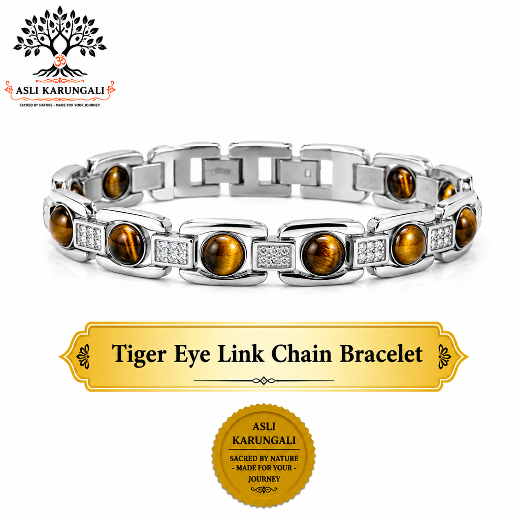 Tiger Eye Link Chain Bracelet for Confidence, Protection & Success