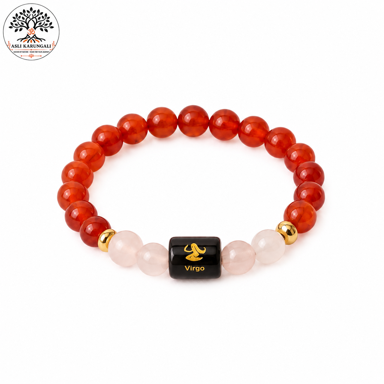 Virgo (कन्या राशि) Zodiac Carnelian & Milky Quartz Bracelet