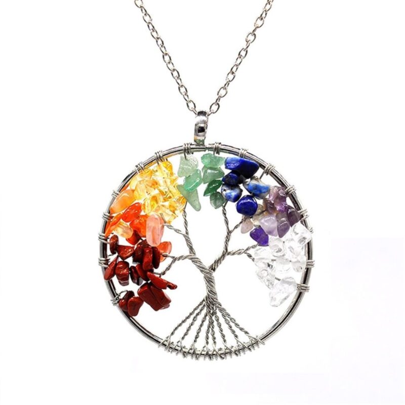 Pendant tree of life with chain Handcrafted made with Natural seven Chakra Gemstone each stone has his own specialty Fengshui pendant for men and women, Seven chakra pendant